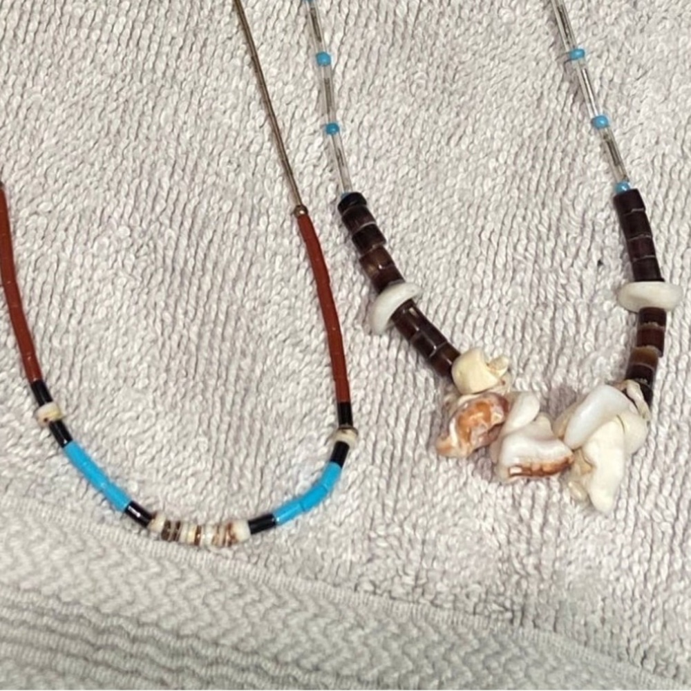 Vintage Native American Silver Necklaces. Turquoise, coral, Shell.